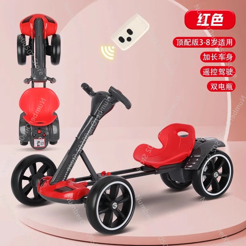 Children's electric kart electric four-wheeler foldable adults can sit in a portable children's car