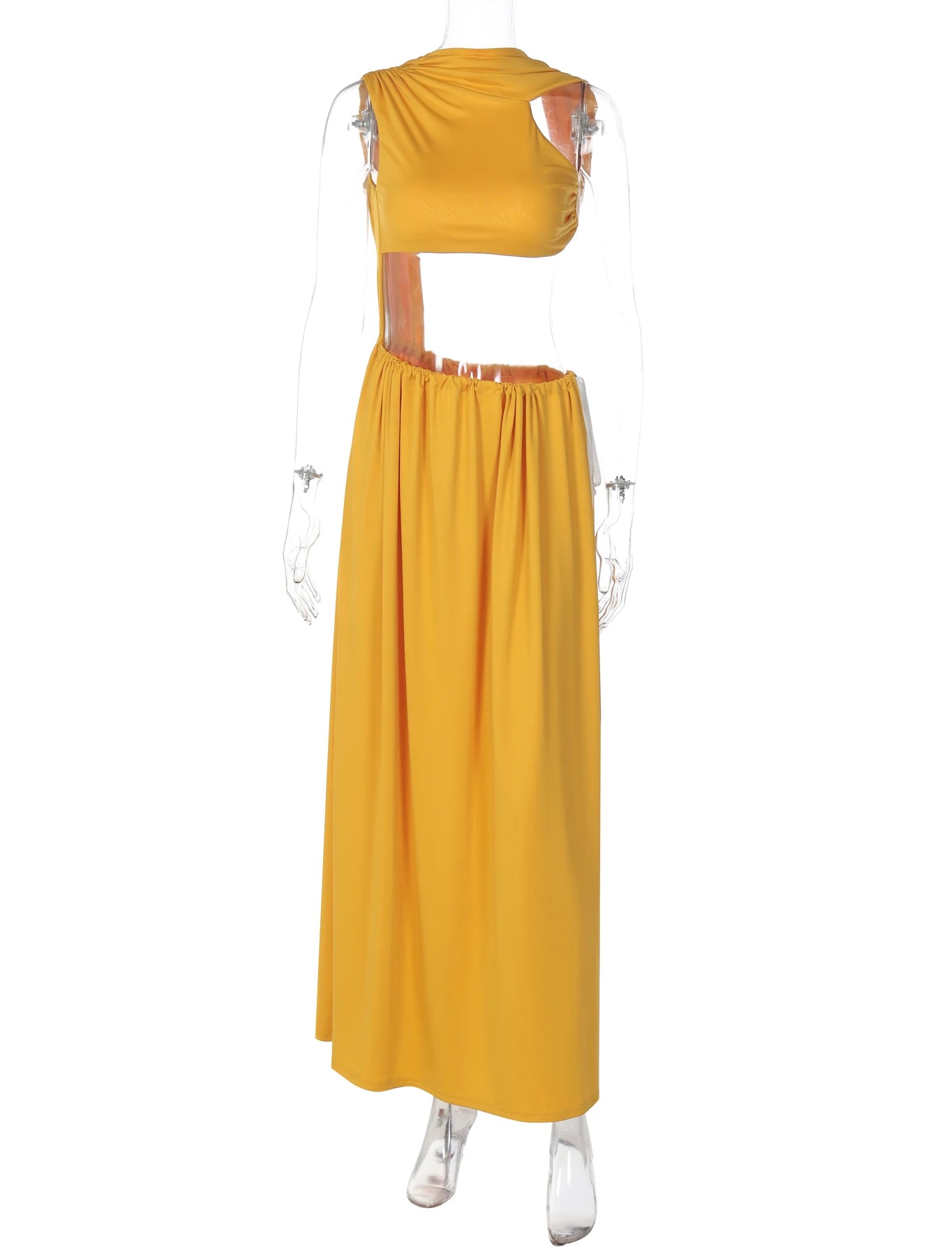 Dulzura 2025 Summer Solid O-Neck Backless Slim Lace Up Side Slit Long Dress Women'S Sexy Elegant Dress Party Club Street Clothes