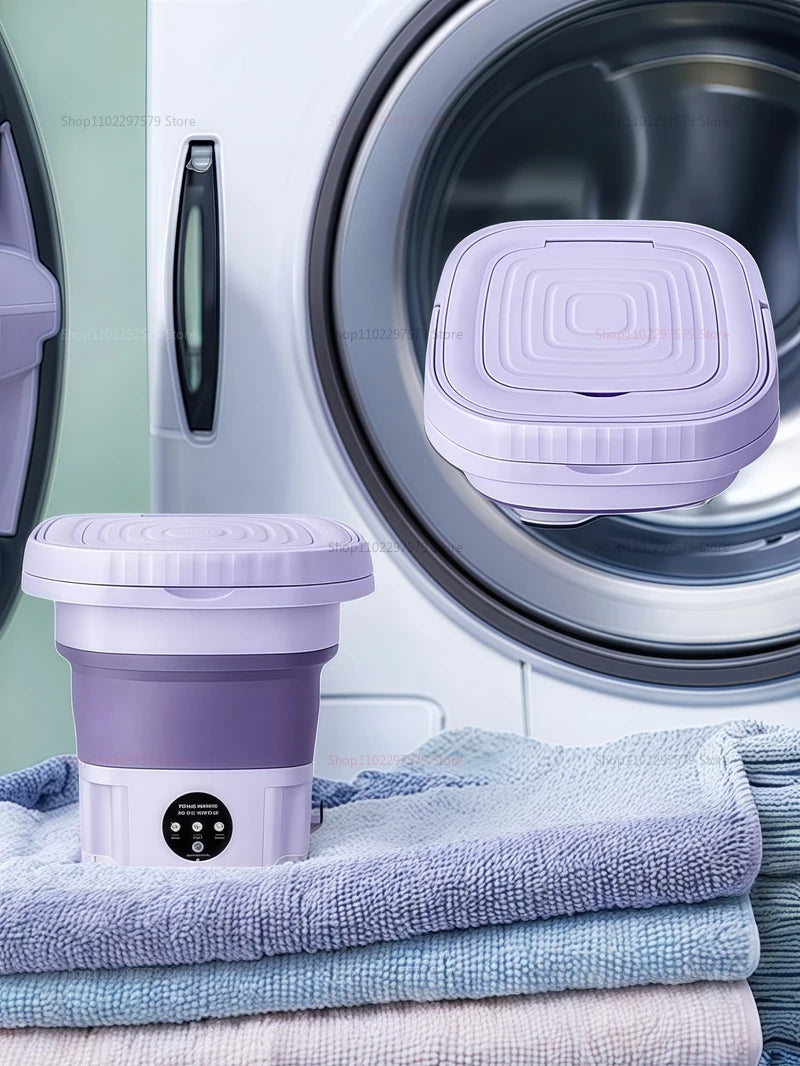 8L Portable Foldable Washing Machine With Drain Hose Full Automatic Mini Laundry Machine For Socks Underwear Travel Camping Dorm