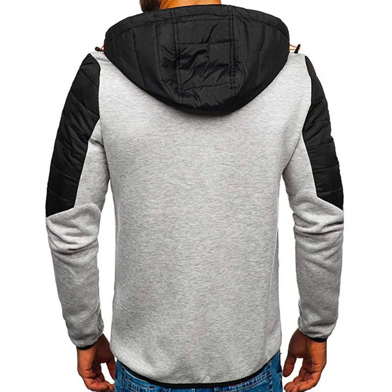 Men's Hoodies SpringAutumn Casual LongSleeve Zip Up Hoodie Men Sweatshirt Patchwork Hooded Sweatshirts Streetwear Hoody Cardigan
