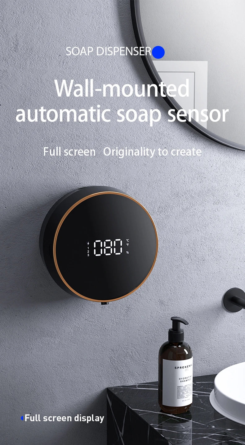 Wall Mount Automatic Foam Soap Dispensers LED Display Electric Touchless Infrared Sensor Foam Machine Liquid Dispensary