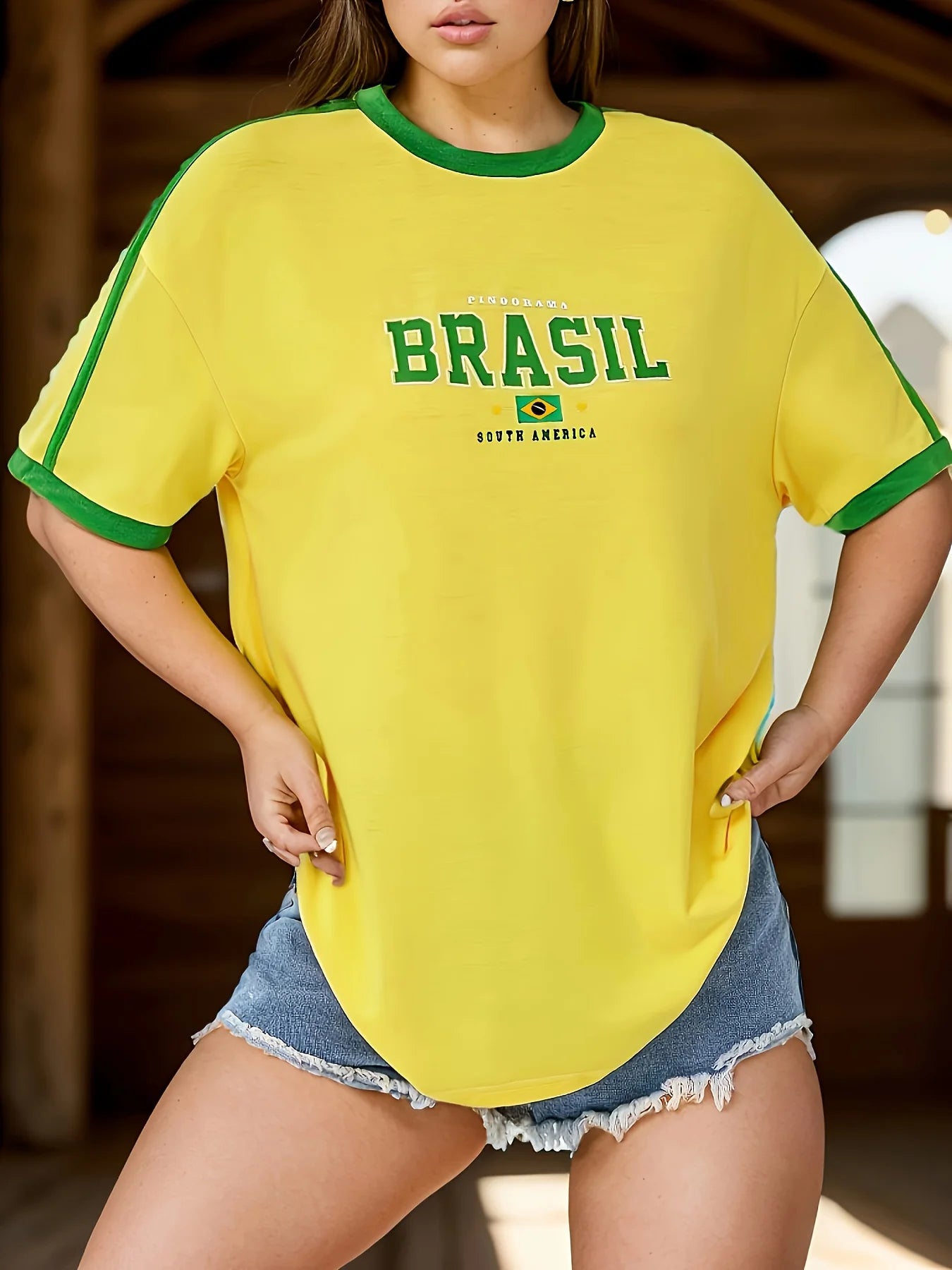 Brazil Letter Print Green T-shirt Women Summer Harajuku Casual Short Sleeve  Girl  Tops Grunge Aesthetic Streetwear Sexy Tees
