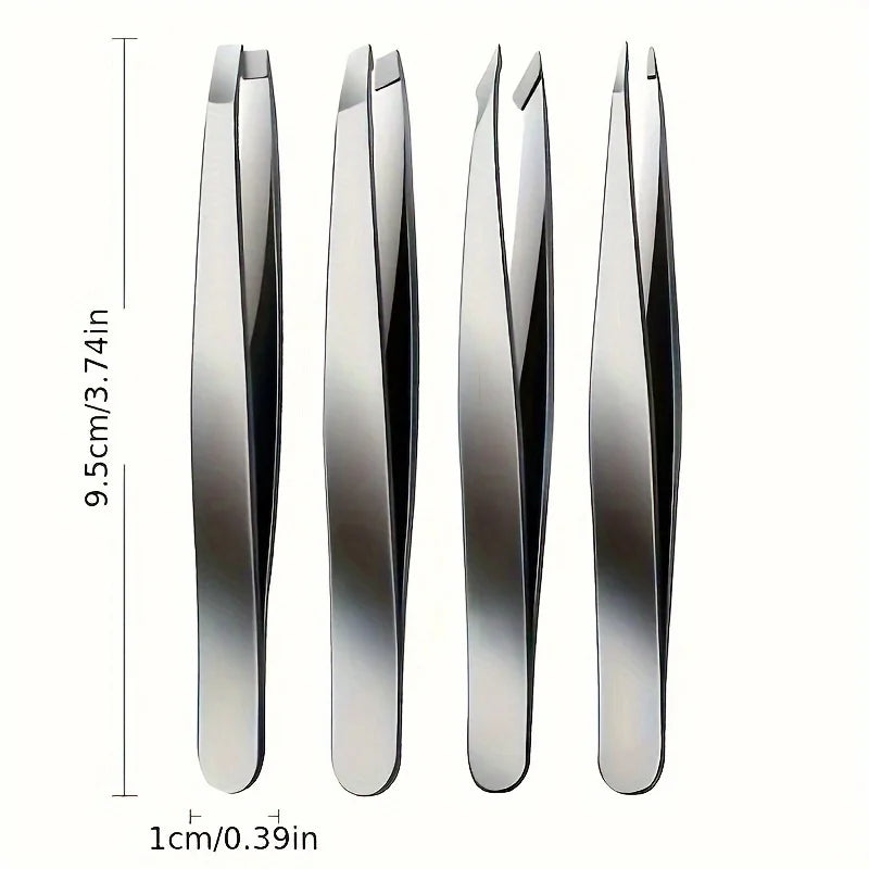 1/4 pcs Eyebrow Tweezers Set Stainless Steel Eyebrow Forceps Professional Beauty Tool Set For Facial Hair Inward Growing