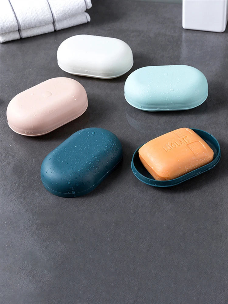 Portable Soap Box Leak Proof Soap Case Dishes Soap Box Drain Soap Holder Easy To Carry Bathroom Storage Sealed Box