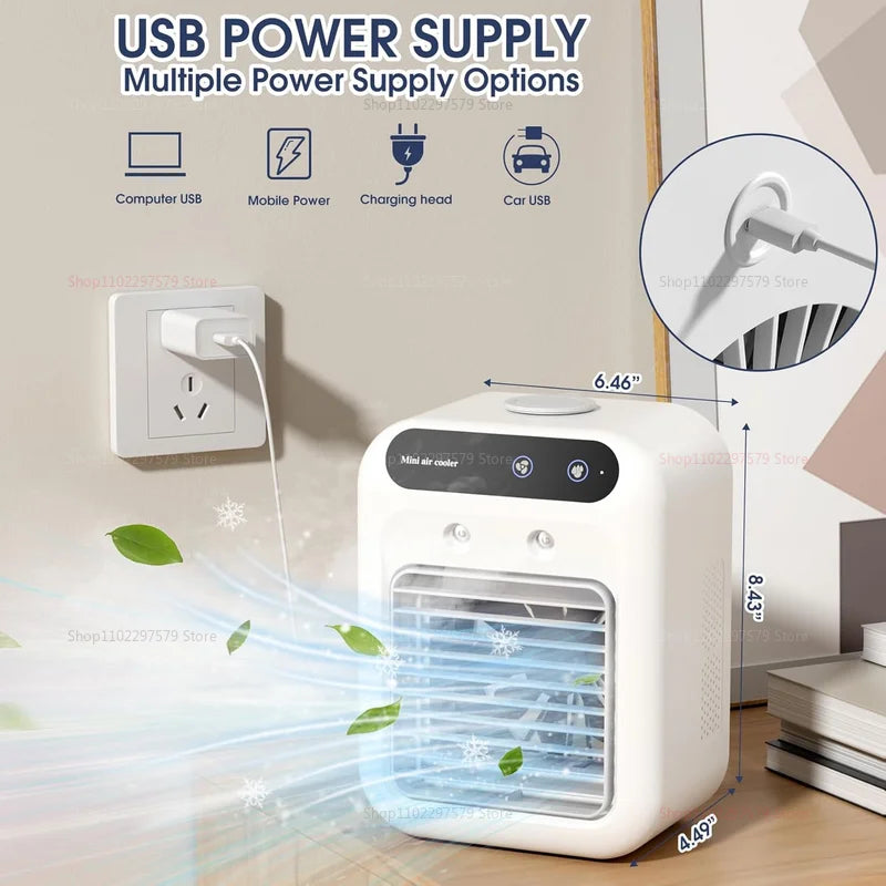 Desktop Air Cooler Personal Portable Fan with 2-Speeds Evaporative Air Cooler with 0.5L Water Tank Portable Cooler Fan for Home
