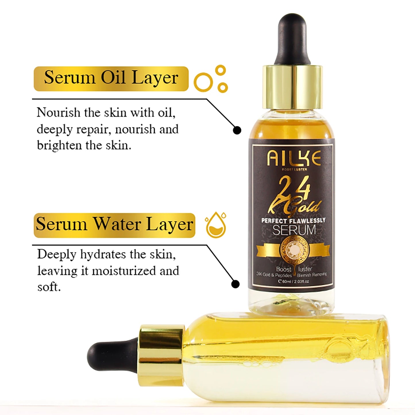 AILKE 24K Glod Flawlessly Skin Care Set, Whitening, Reduce Dark Spots, Pigmentation, Wrinkles, Moisturize, For All Skin Types