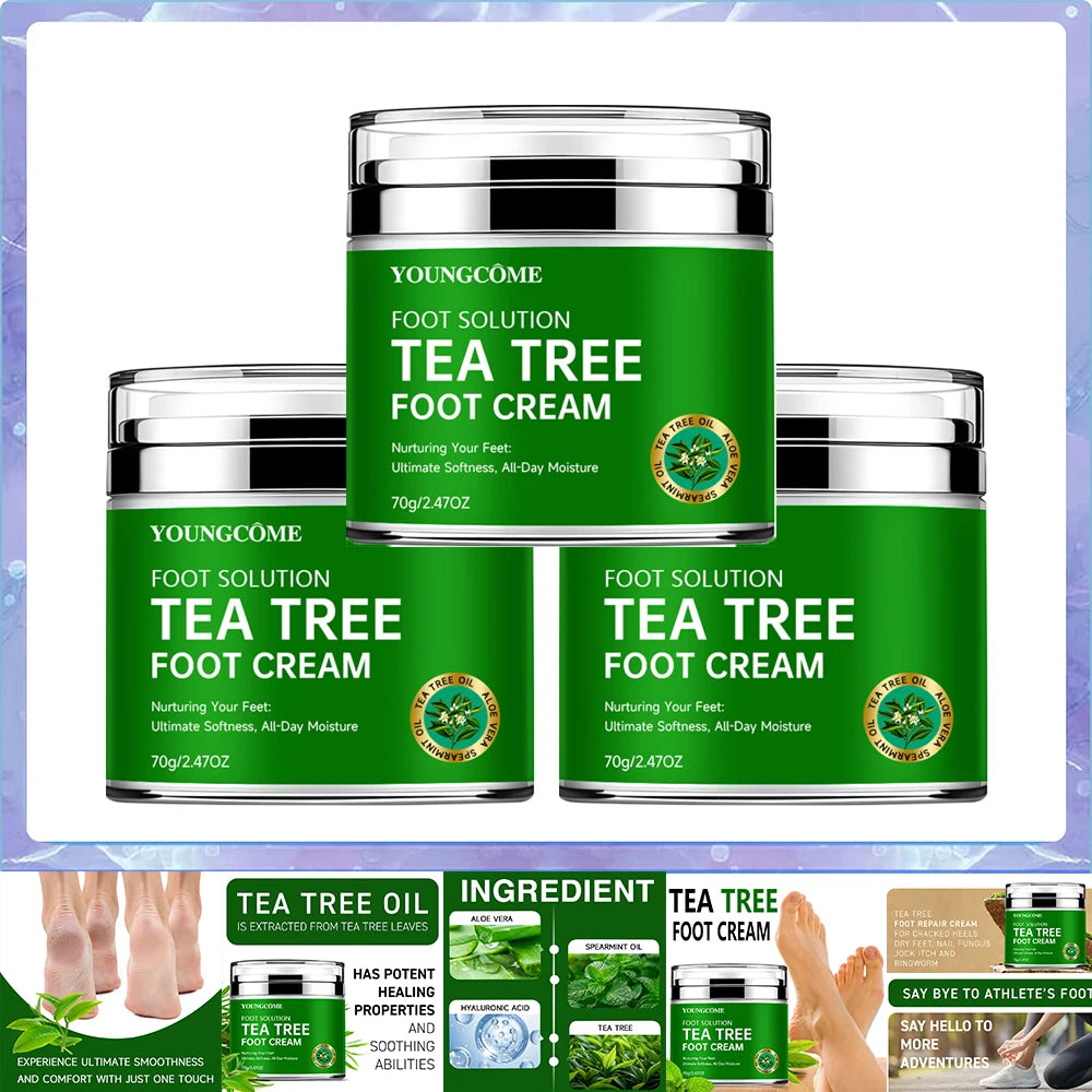 Tea Tree Foot Cream moisturizer with aloe vera and tea tree oil to deeply nourish the skin, for dry and rough skin, daily hand