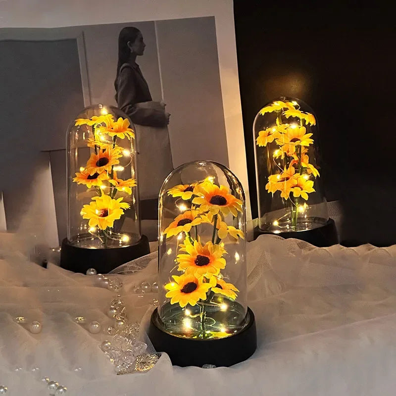 Artificial Sunflower Plastic Set Valentine's Day Mother's Day Eternal Flower Gift Birthday Gift Can Light Up