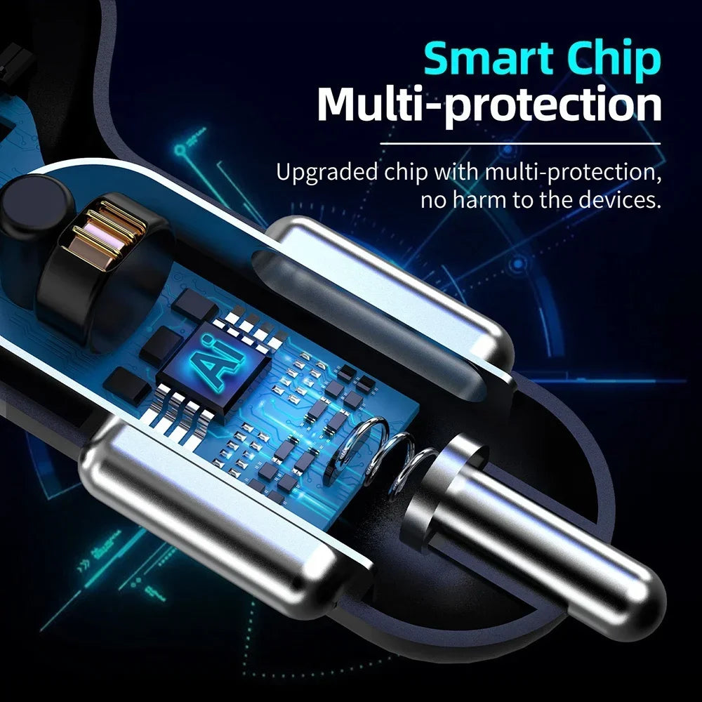 High Quality 3.1A Dual USB Car Charger 2 Port LCD Display Voltmeter 12-24V Cigarette Lighter Socket Car Charger Adapter