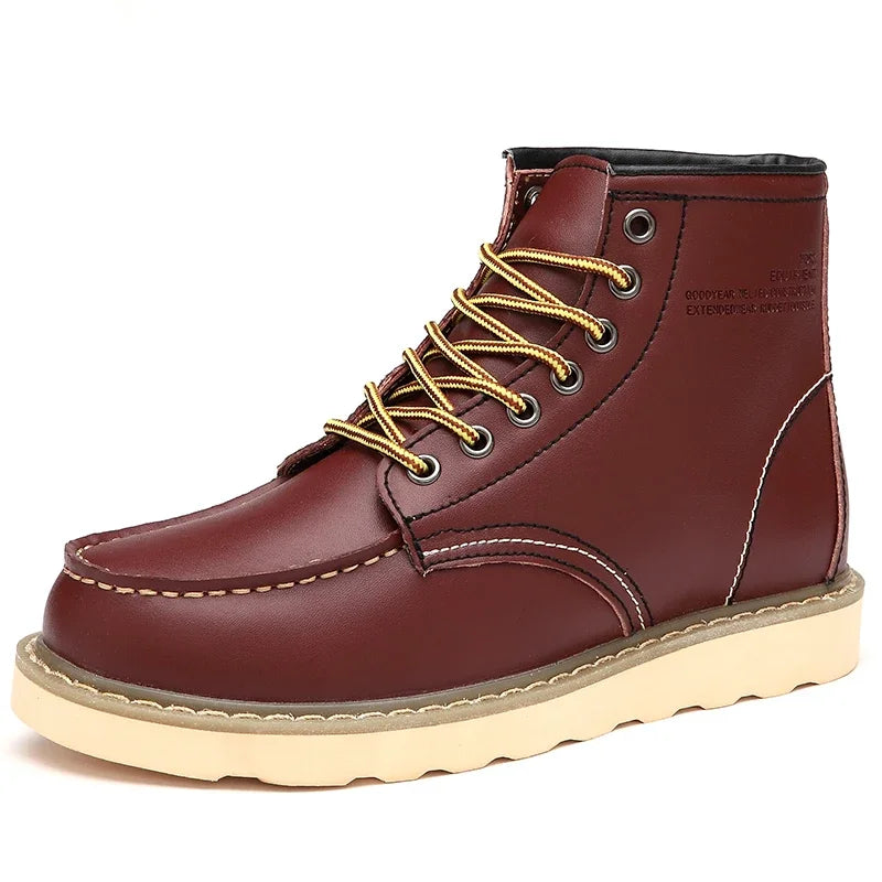 Genuine Leather Men Desert Boots Casual Outdoor Soft Sole Walking Shoes Outdoor Lace Up Boots High Quality Male High Top Shoes