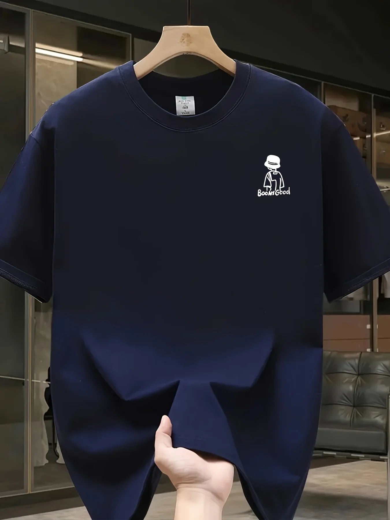 Men'S 100% Cotton Casual Short-Sleeve T-Shirt with a Round Neck, Trendy Design, Versatile for Summer, Featuring Print Patterns.