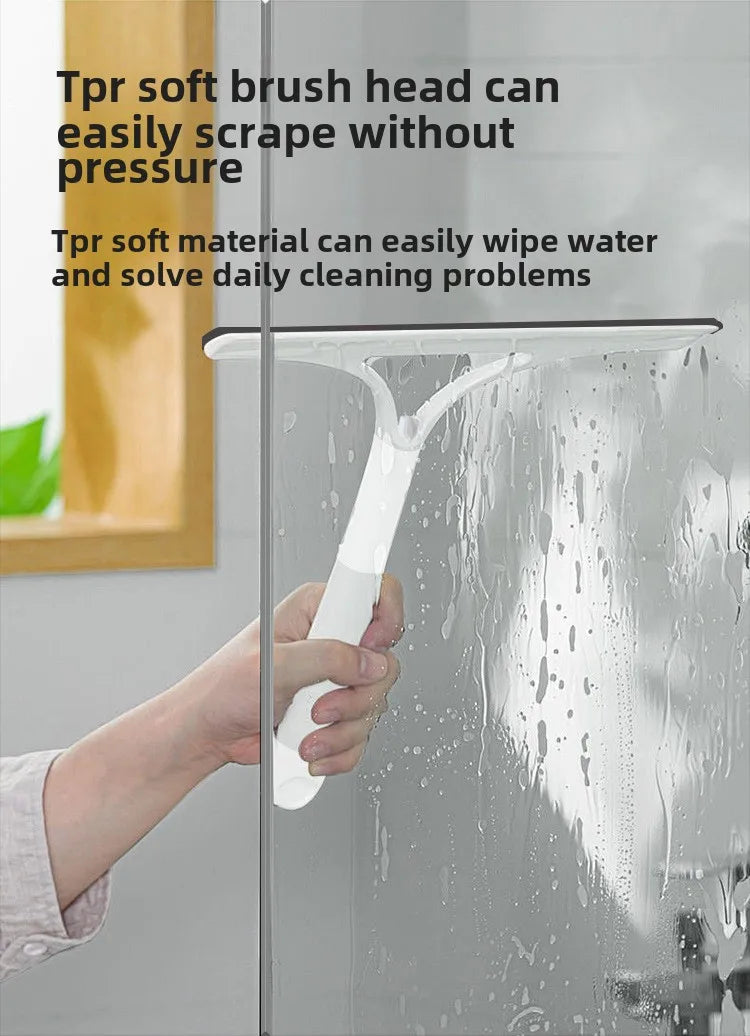 Three-in-one glass wiper with spray bottle, double-sided mirror, non-detachable wiper blade, baffle care set