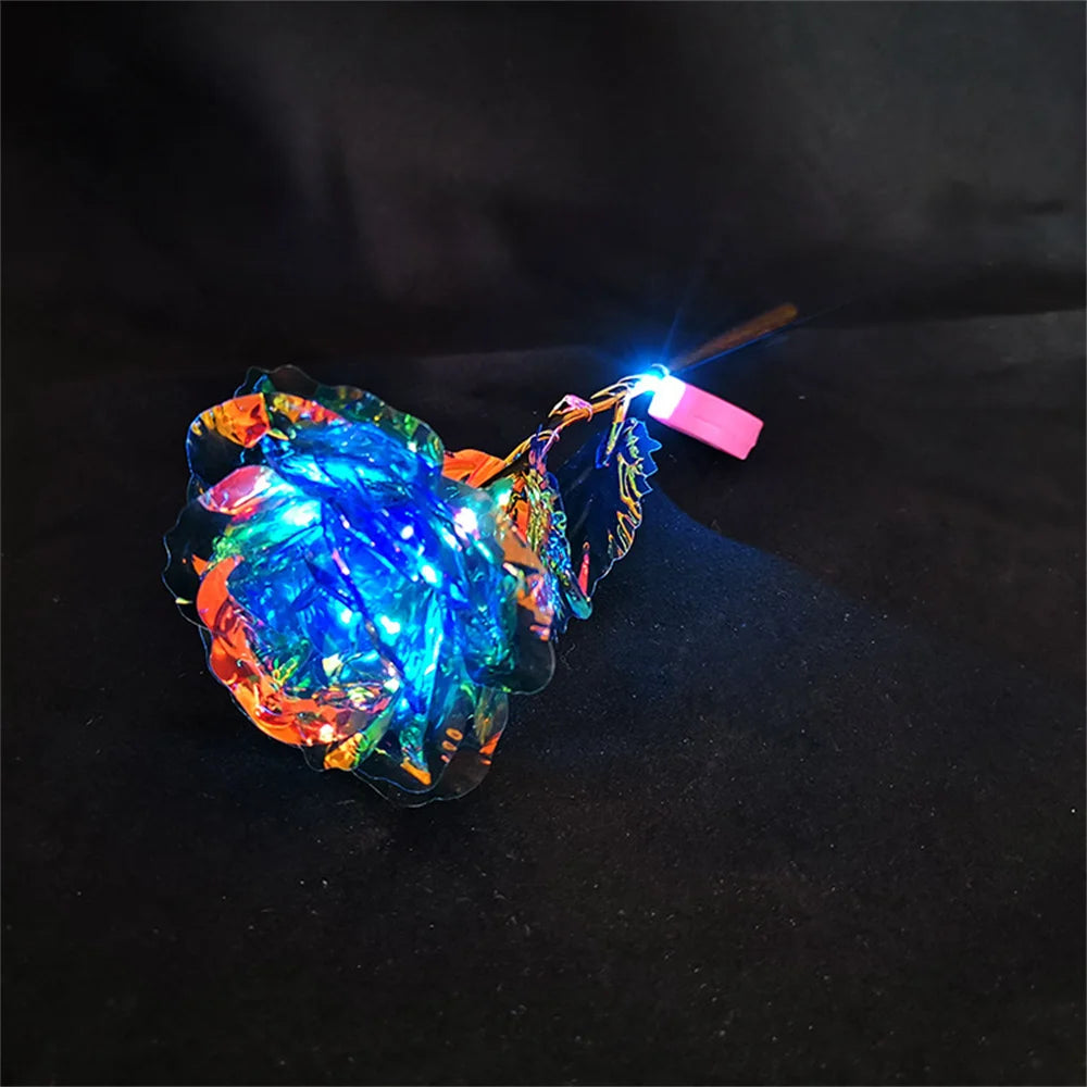 Led Valentine's Day Mother's Day Gift 24K Foil Plated Roses Artifical Flowers Wedding Decor Lover Lighting Roses Creative Gift