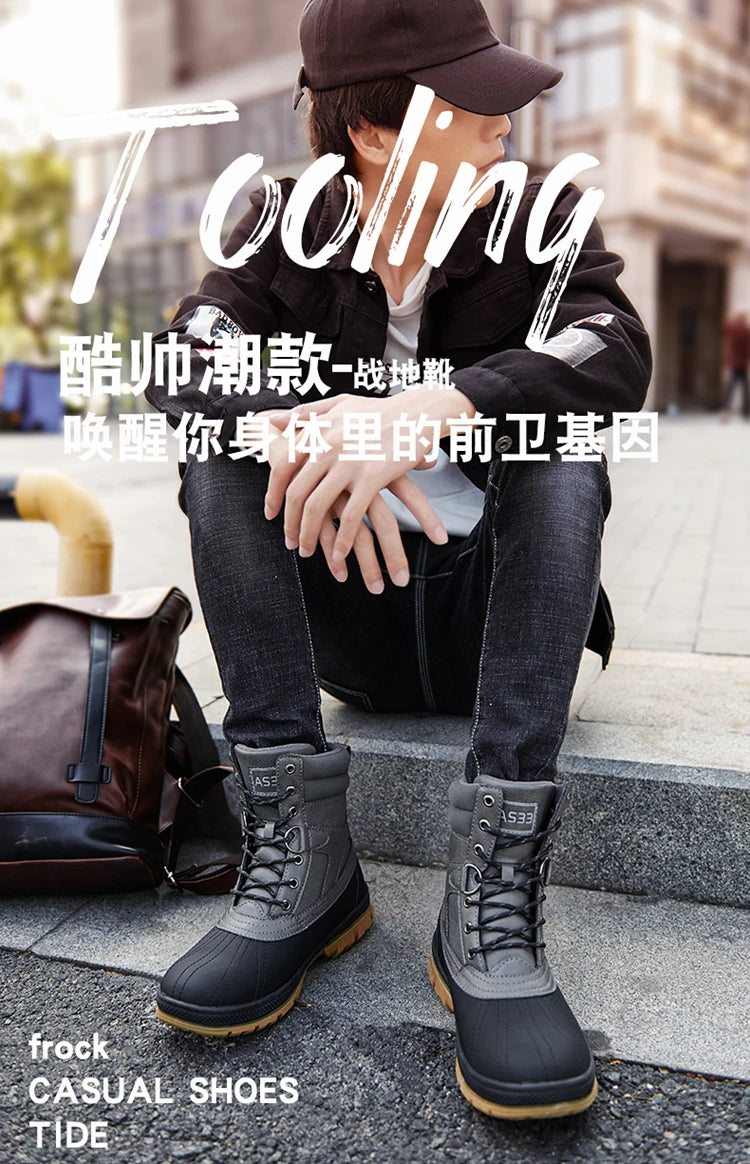 Plus Size 47 Outdoor Men Boots Winter Snow Boots for Men Training Work Boots Waterproof Slip-Resistant Keep Warm Winter Shoes