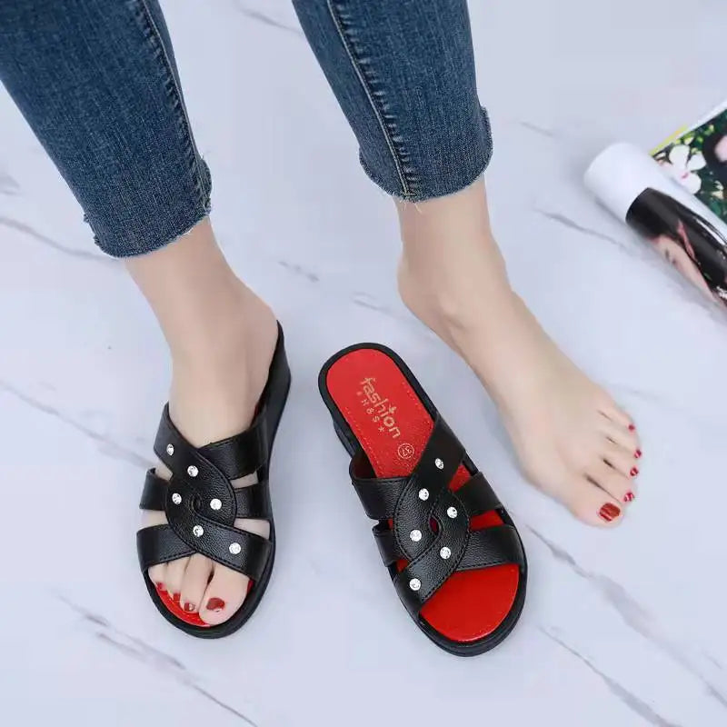 Shoes for Women Summer Women High Heel Slippers Thick Bottom Fashion Home Non-slip Mother Shoes Women Sandals Slippers Women