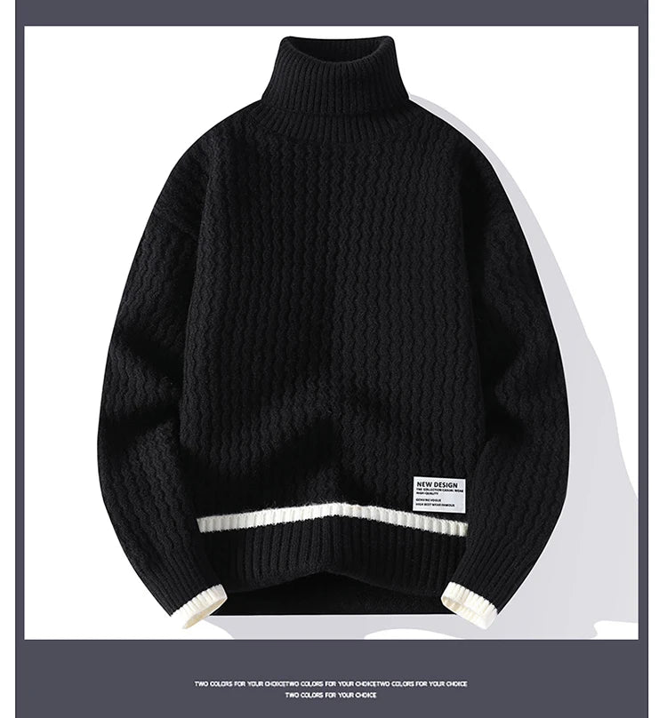 2024 Autumn Men's wool pullovers Men's Solid color high collar Sweater  mens thicken Warm Men Knitted Sweater full size M-4XL