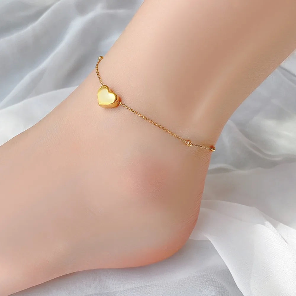 Stainless Steel Classic Charm Gold Color Heart Pendant Necklace for Women Temperament Fashion Chokers Bracelet Jewelry Colorfast