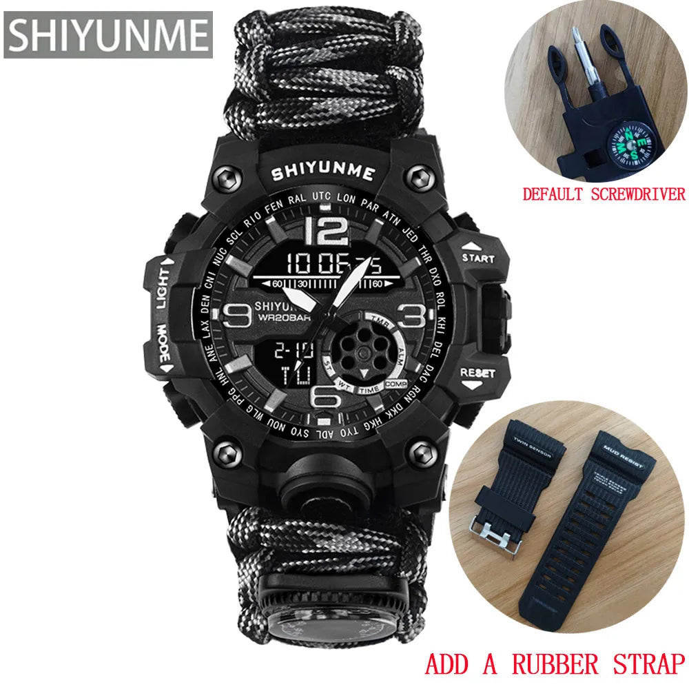 SHIYUNME G Style Military Sports Digital Watches Compass Outdoor Survival Multi-function Waterproof Mens Watch Relogio Masculino
