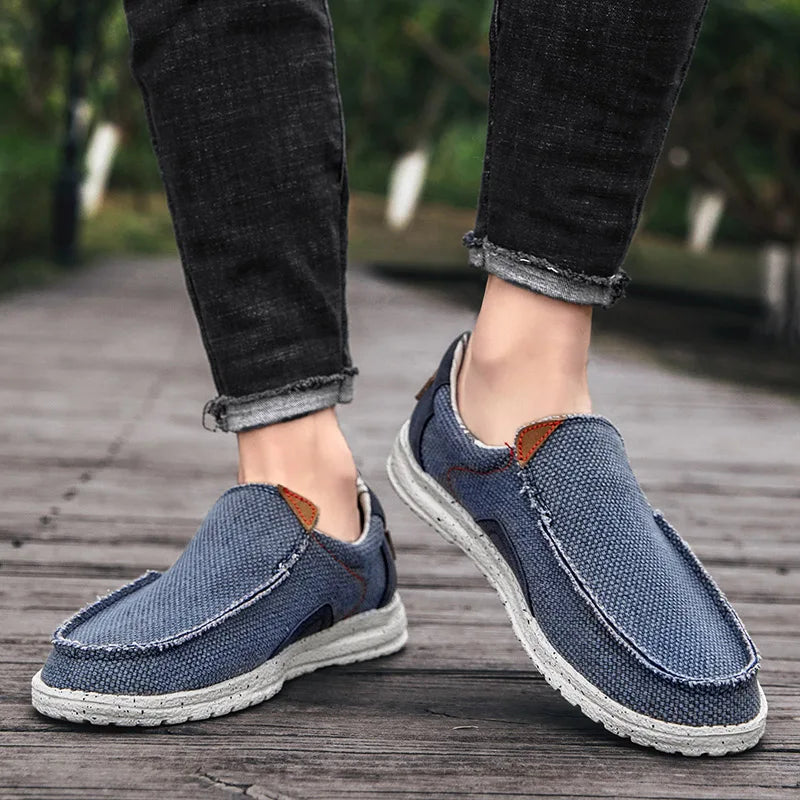 Men Canvas Shoes Slip On Loafers Summer Breathable Sneakers Men Comfty Casual Men Shoes Lightweight Flats Men Walking Zapatos
