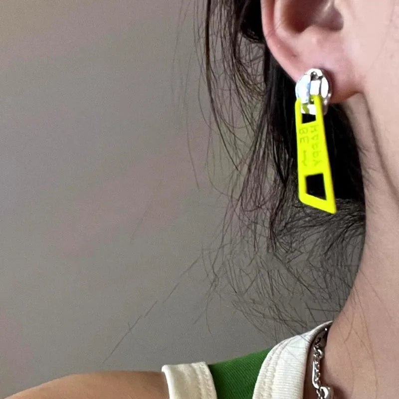 Hip-Hop Fashion Zipper Head Stud Earrings For Women Punk Style Personalized Girl Piercing Jewelry Accessory
