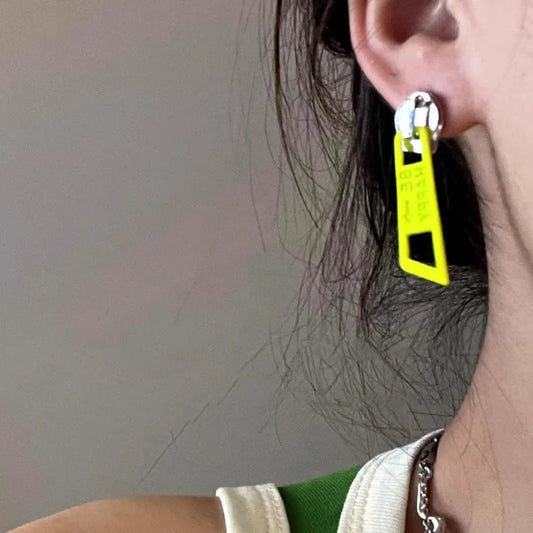 Hip-Hop Fashion Zipper Head Stud Earrings For Women Punk Style Personalized Girl Piercing Jewelry Accessory