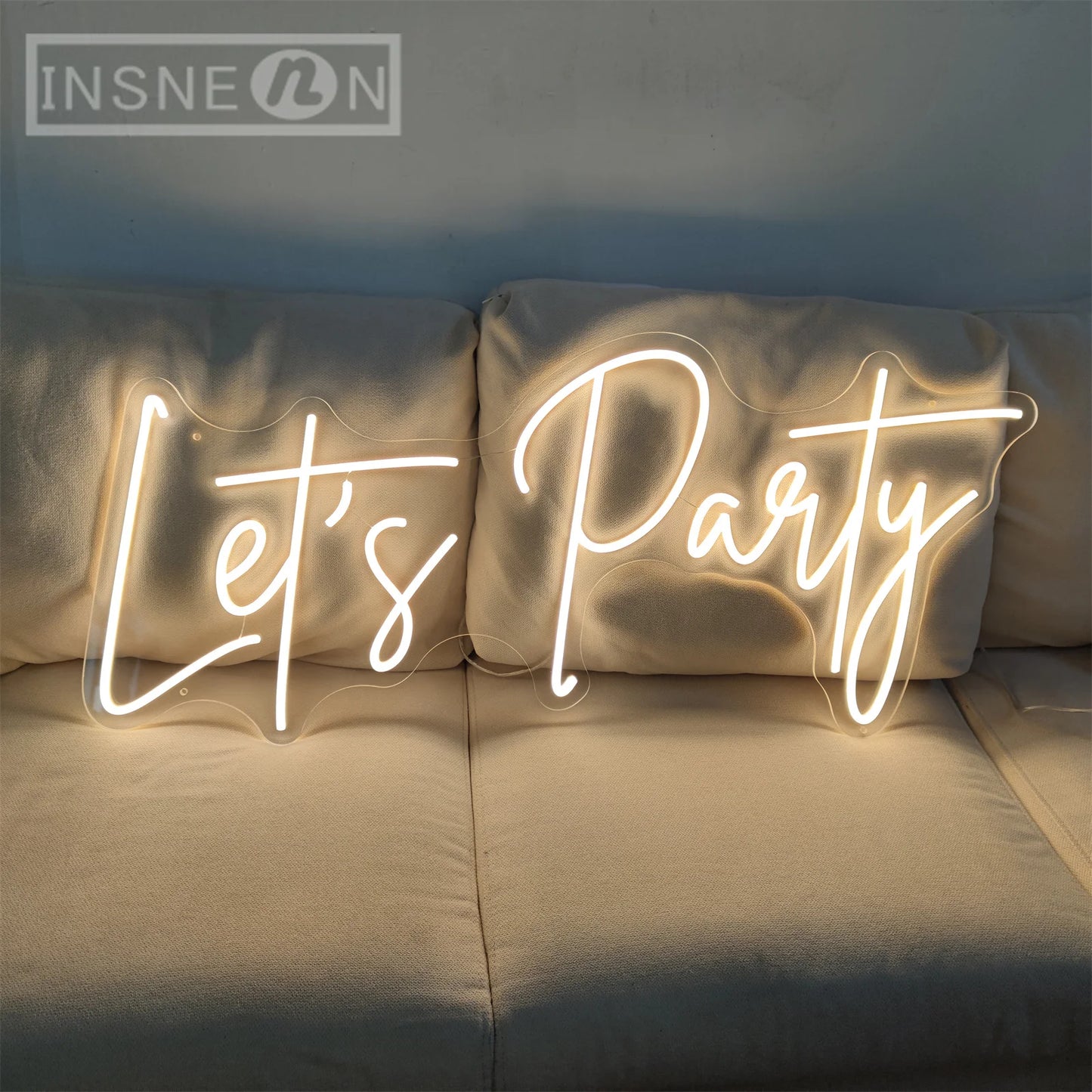 Lets Party Neon Sign LED Lights for Room Wall Wedding Birthday Bachelorette & Engagement Art Decoration New Year Christmas Decor