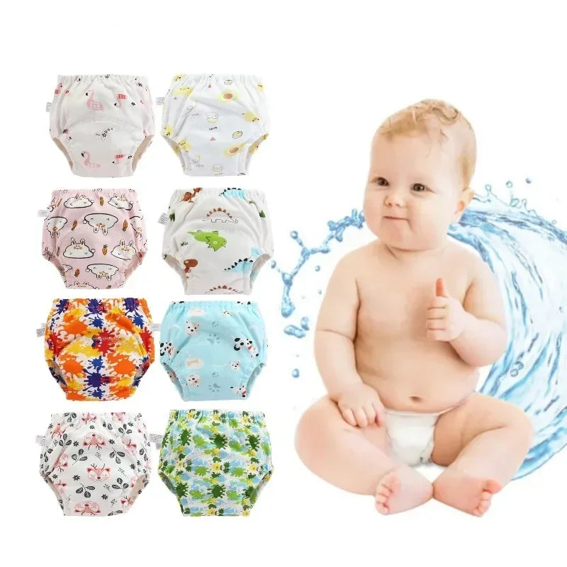 5PC Waterproof Reusable Cotton Baby Training Pants Infant Shorts Underwear Cloth Baby Diaper Nappies Panties Nappy Changing