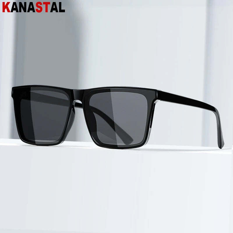 Men Sunglasses UV400 Polarized Sun Glasses Women TR90 Sunscreen Big Square Eyeglasses Frame Driving Goggles Fishing Eyewear
