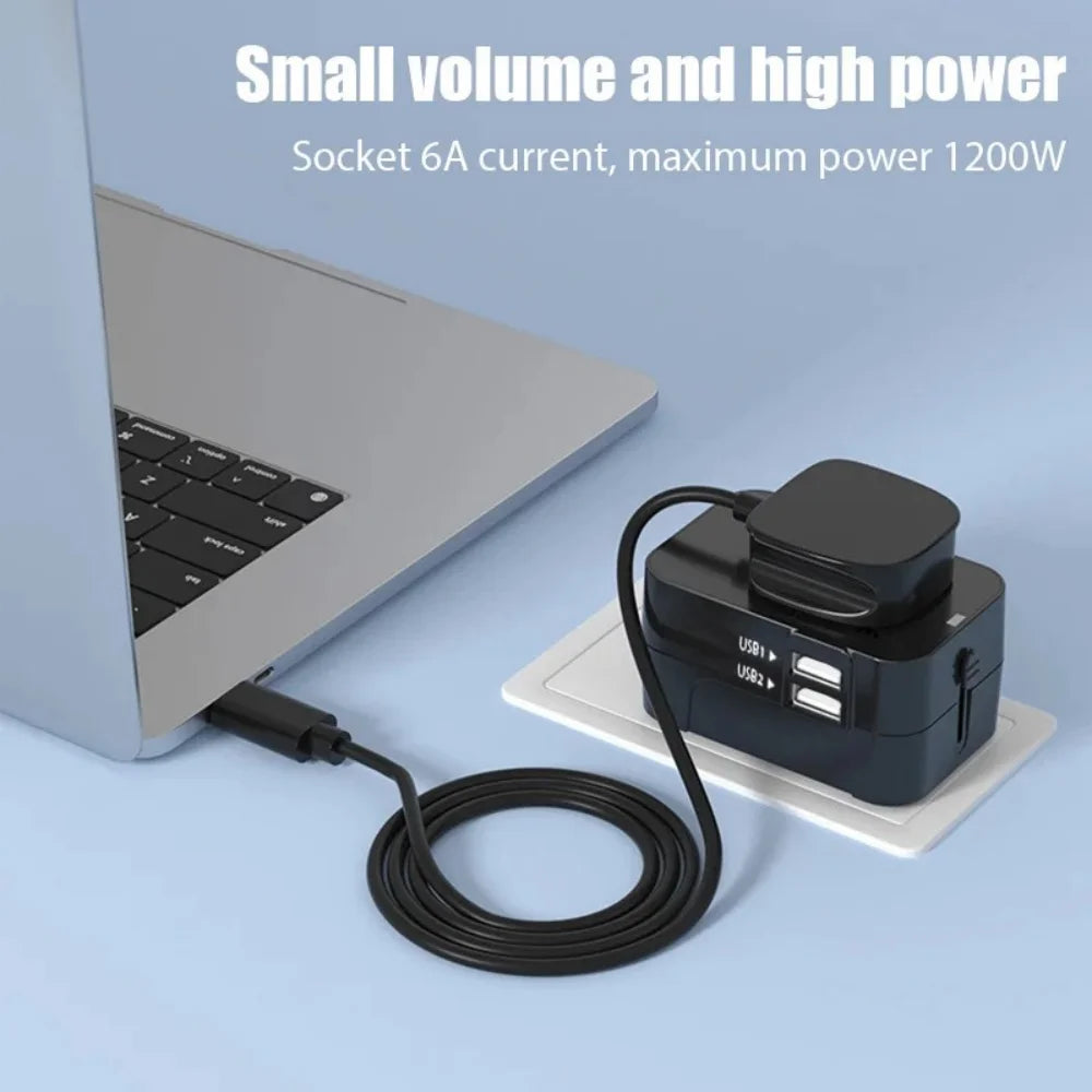 Universal Travel Adapter EU/UK/US/AU/AC Plug Power Charger Adapter With USB Type-C Ports All-in-One Foldable Converter Socket
