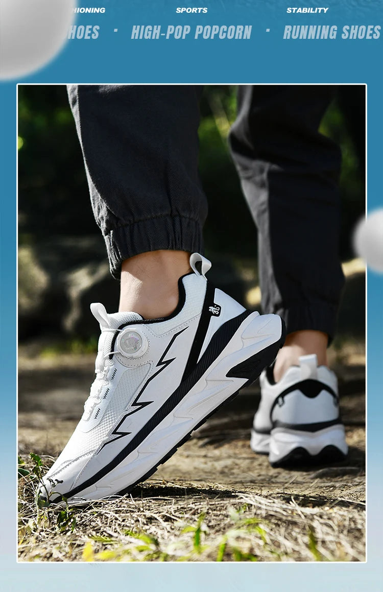 Spring Summer Large Rotating Buckle Mesh Breathable Sneakers Men's Running Shoes Fashion Casual Shoes 39-48