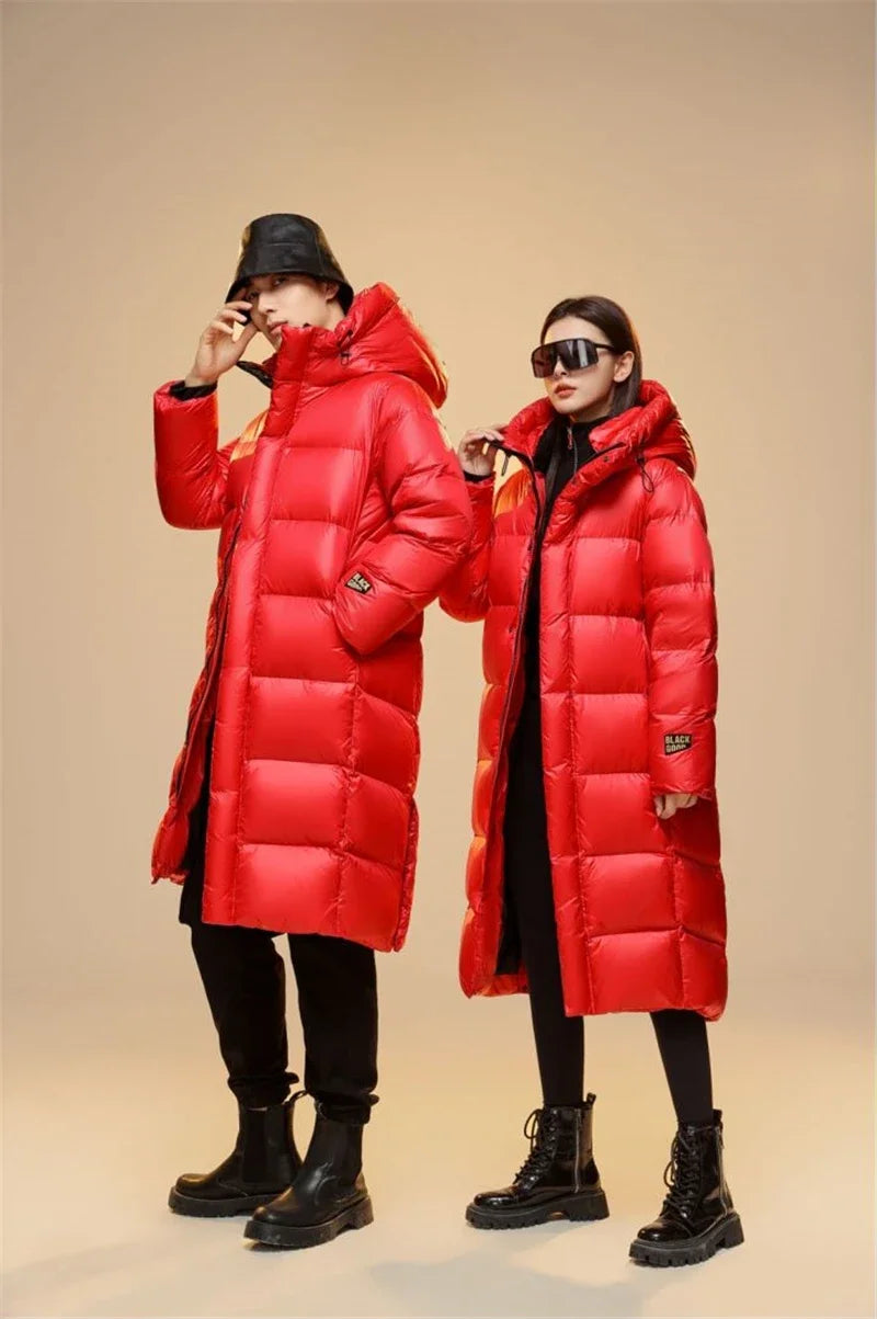 Winter 90%  White Goose Down Thick （Winter) Warm X-Long Men's Jackets 2025 New Arrivals Men Hooded Korean Down Parkas Coat