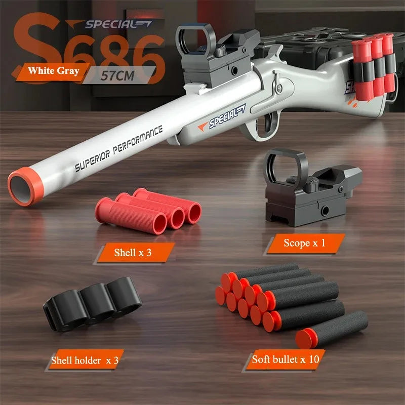 S686 Spray Shell Soft Bullet Gun Can Be Fired Toy Gun Manually Loaded Outdoor Sport CS Game Weapon for Children Boys Gift