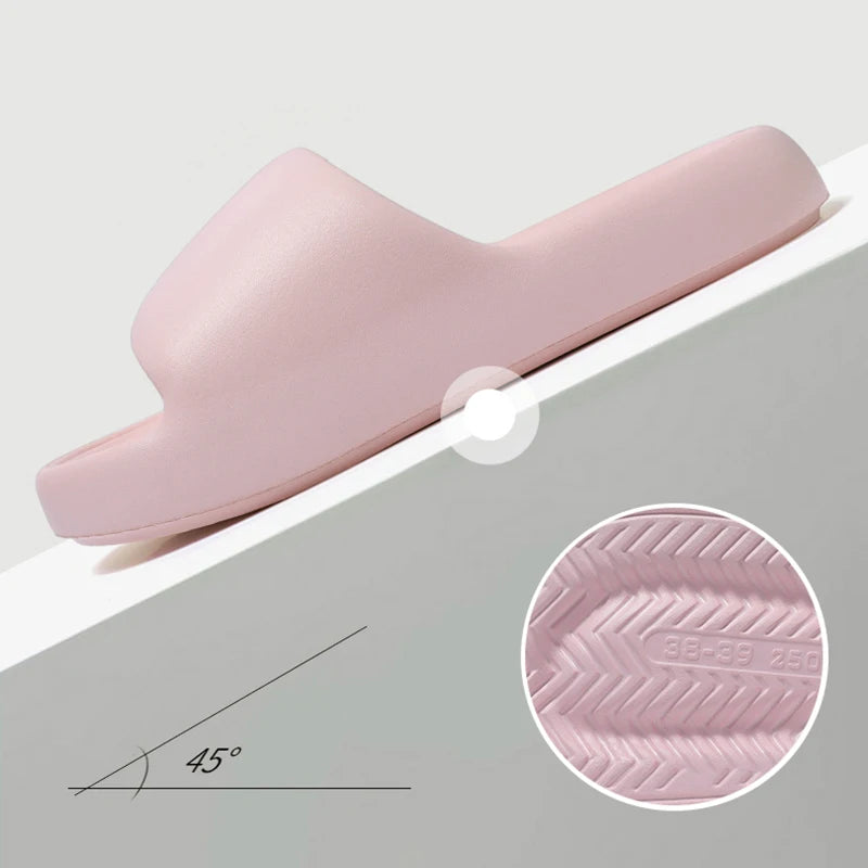 Unisex Non Slip Bathroom Home Slippers Soft Sole EVA Pillow Slides Summer Flat Beach Sandals Woman Thick Platform Cloud Slippers
