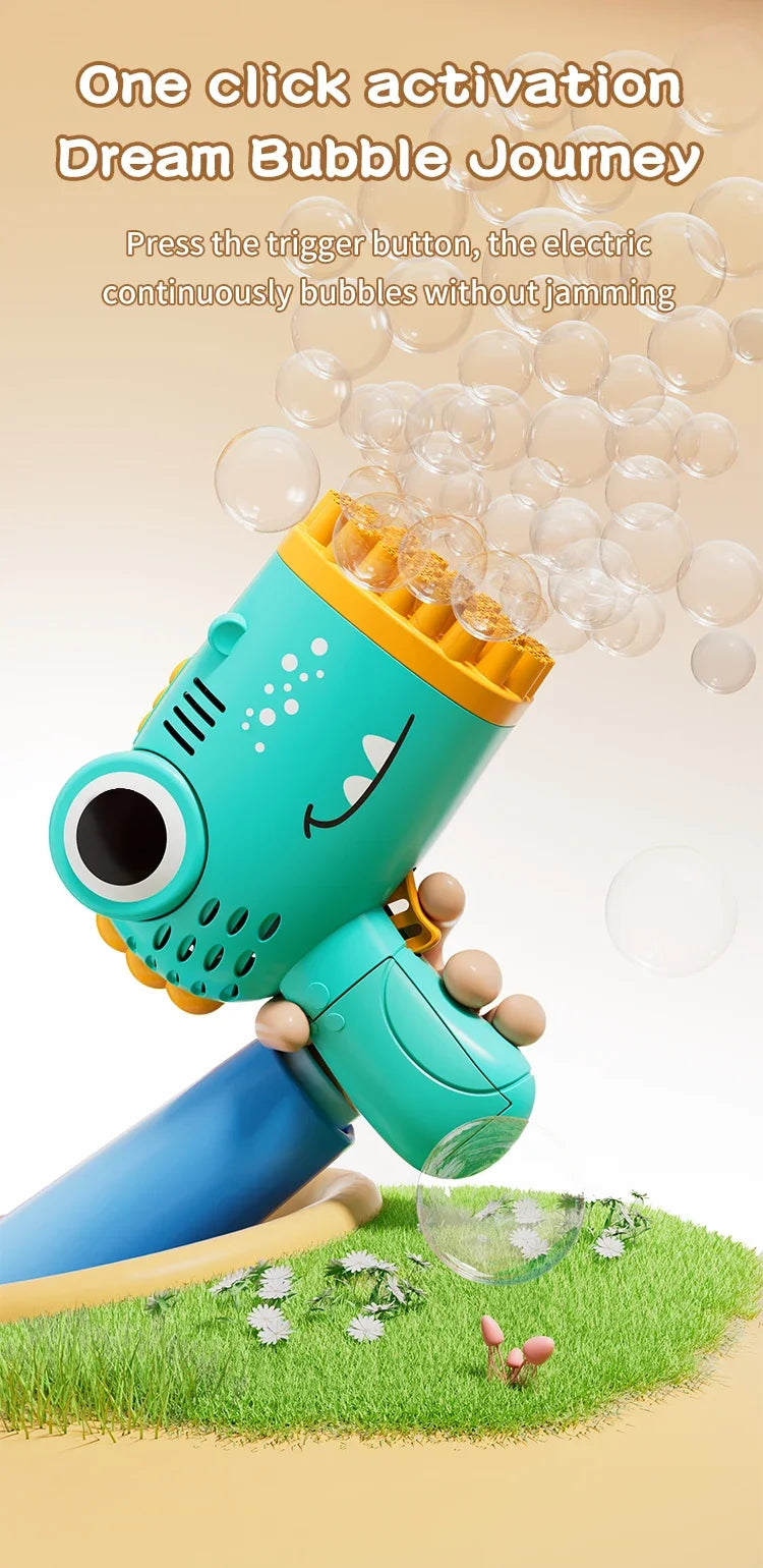 40 Hole Dinosaur Bubble Machine Children's Gift Continuous Bubble Making Wedding Outdoor (Excluding Bubble Liquid and Battery)