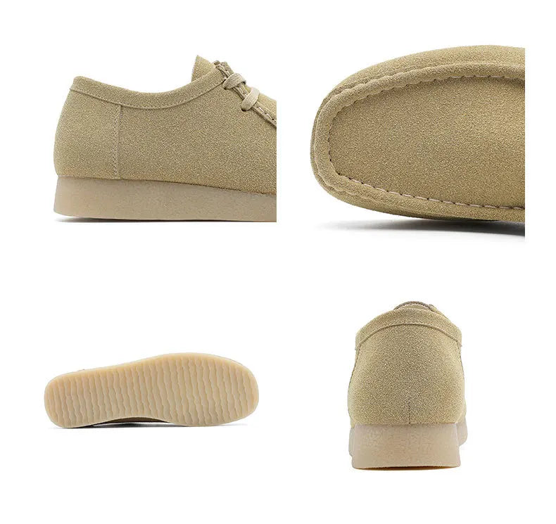 Retro Handmade Men's Casual Shoes Low Top Velvet Surface Smoke Rubber Spring Autumn British Style Flat Heel round Toe N-1