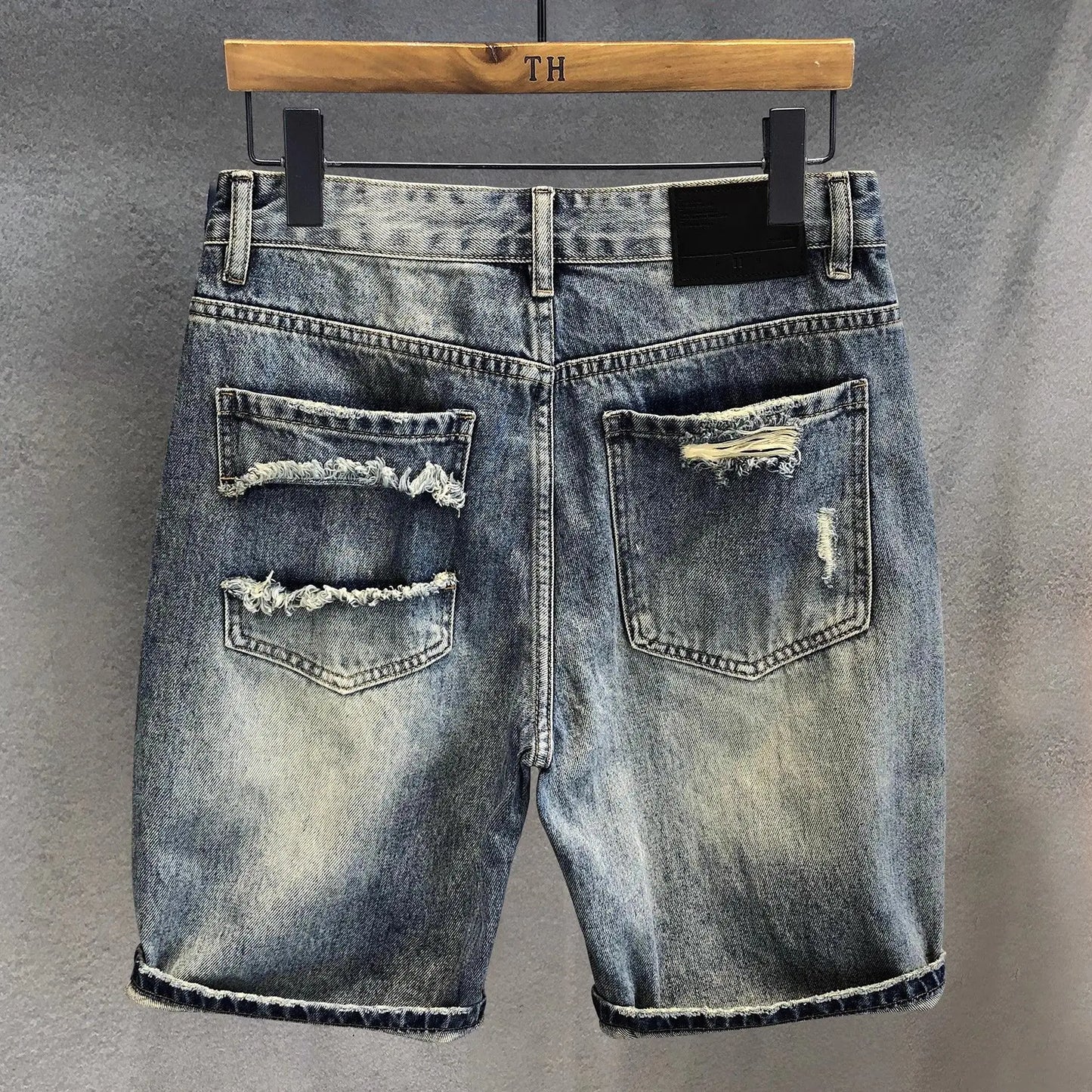 Summer 2025 Trend Ripped Denim Shorts Boys Handsome Retro Casual Five-point Pants Korean Trendy Mens Denim Short Jeans for Men