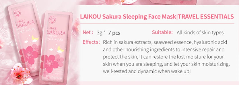LAIKOU Sakura Facial Cleansing Skincare Set Moisturize Beauty Health Eye Mask Lip Mask Korean Facial Care Products Kit