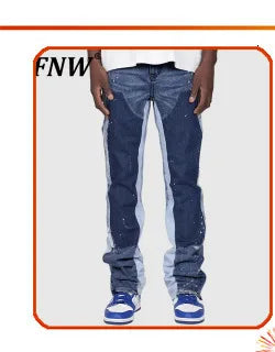 PFNW New Spring Men's Jeans Loose Wide Leg Coating Glossy Patent Leather Straight Male Denim Pants Niche Style 2025 12C509