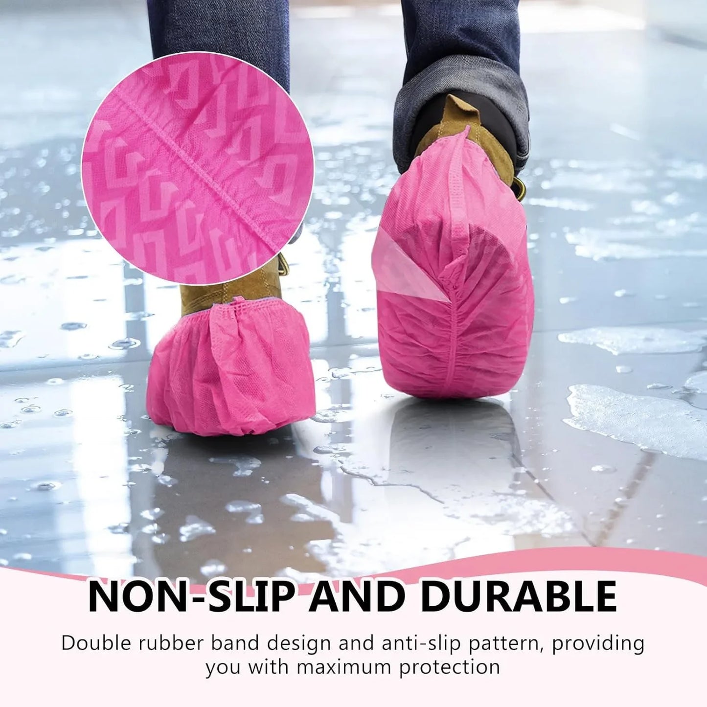 Shoe Covers Disposable Non-Slip Non-Woven Fabric Boot Covers for Indoors Breathable Slip Resistant Durable Boot&Shoes Cover