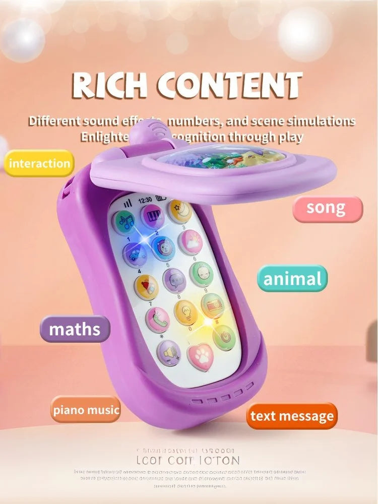 Interactive Early Education Toy: Cartoon Simulation Flip Phone with Music and Sound; Ideal for Children's Day Gifting