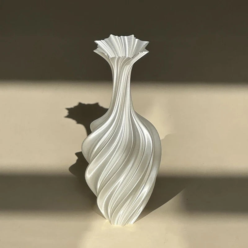 New Modern Style 3D Printed Flower Vase Swirl Pattern Aesthetic Floral Display for Living Room Desktop Decor