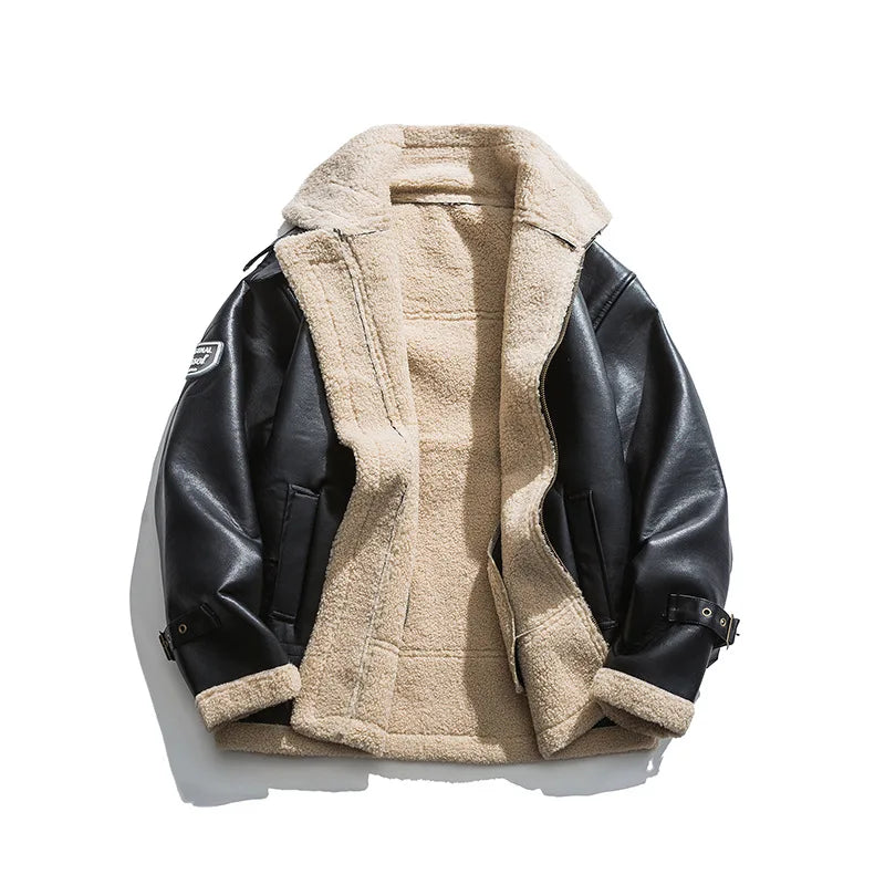 Jackets Man Winter Leather Warm Coats Motorcycle Leather Jacket Velvet Thickened Coat High Brand Street Wear Clothing Men New