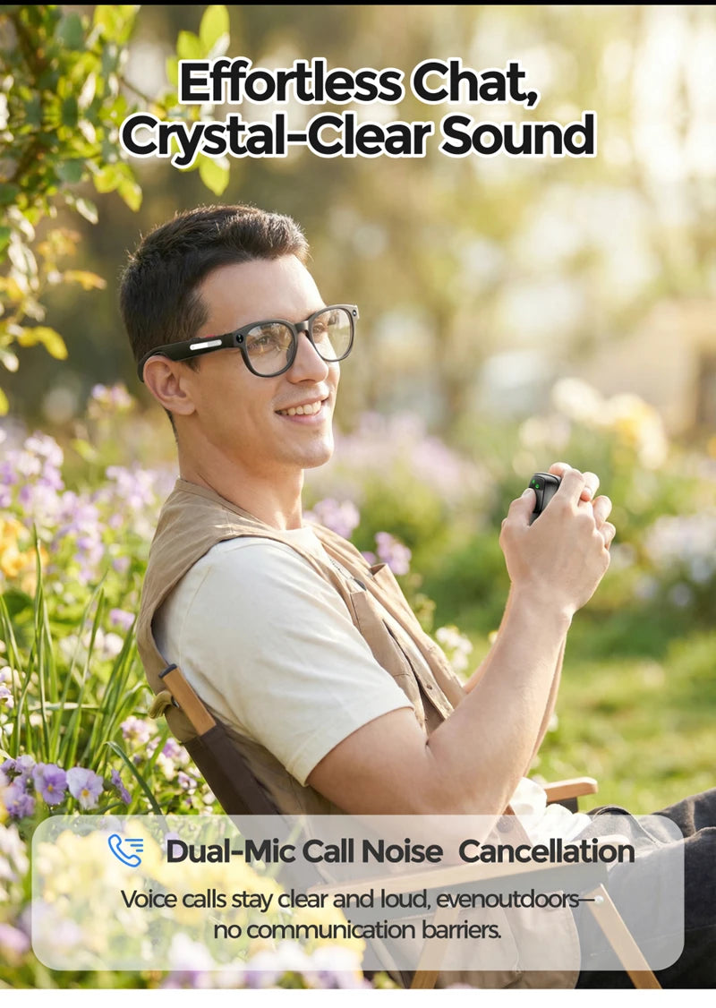For Men Women Ai Smart Glasses 8MP 4k HD Camera Glasses AI Wake-up Bluetooth Music Audio Sunglass Language Translation