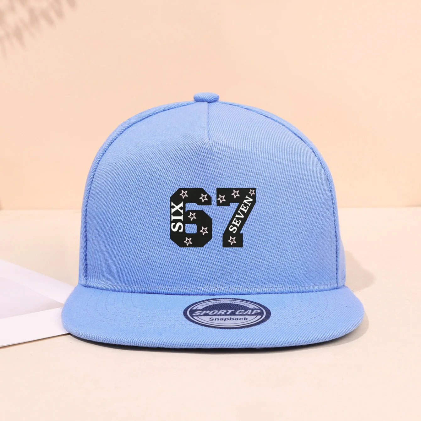 1PC breathable flat brimmed hat! 67 star trendy logo+adjustable head circumference, no sweat during daily travel
