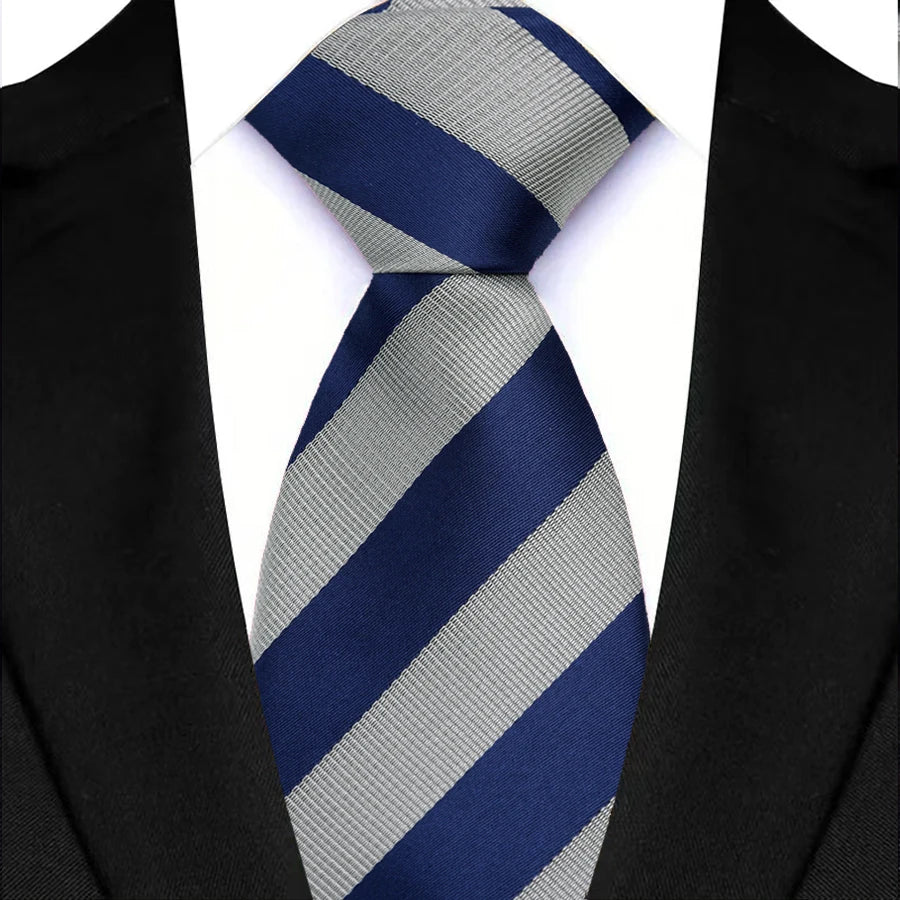 New Men's Tie Classic Stripes 8cm Jacquard Daily Wear Red Blue Green Necktie Cravat Wedding Party Dress Accessories Gift For Man