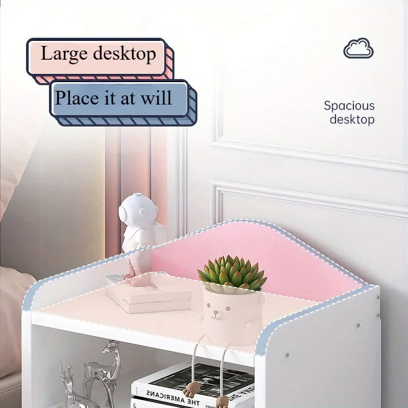 Modern Double Drawers Nightstand Kid Cute Dressing Bedside Table Household Multifunctional Girl Small White Cabinet Furniture