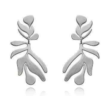 European Exaggerate Metal Statement Earrings for Women Vintage Fashion Round Star Leaf Irregular Geometry Long Earrings Jewelry