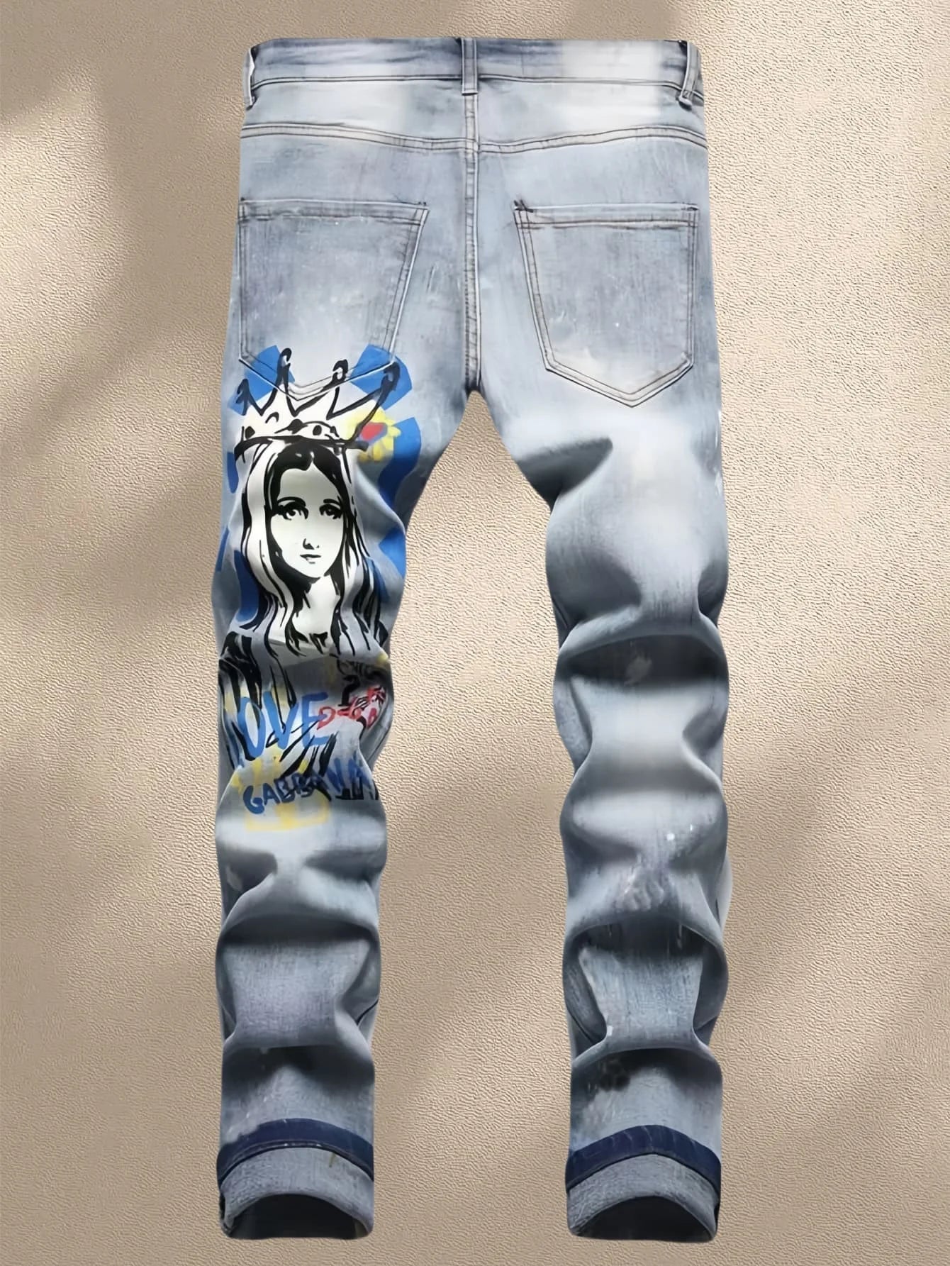 Fashionable Men's Jeans  With Trendy Prints  Highlighting Individuality   Elastic And Breathable Fabric  Free Shipping