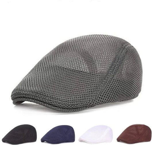 Breathable Mesh Hollow Berets Hat For Men Convenient Spring Summer Beret Quick-drying Newsboy Cap Retro Sun Hats Painter Caps