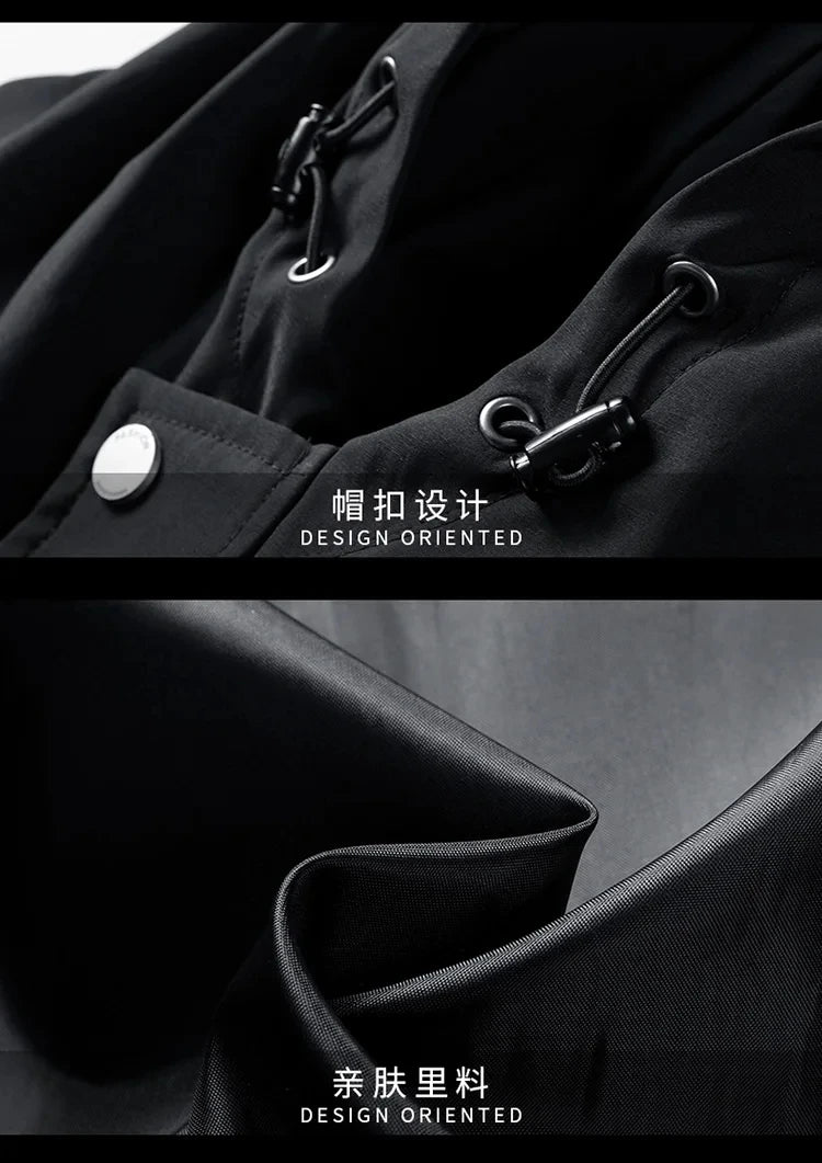Korea Fashion Oversize 7XL 8XL 2024 Casual Men's Black Windbreaker Jackets Long Trench Coat For Spring Autumn Winter Clothes